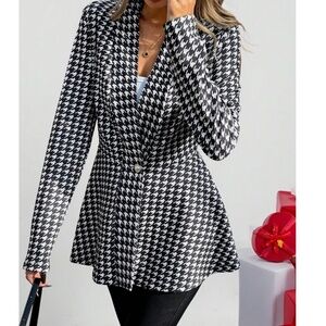 Women's Black and White Houndstooth Jacket